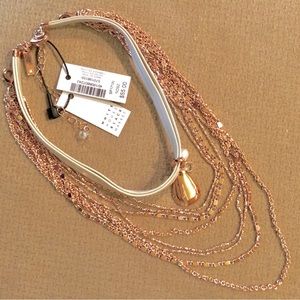 ❤️SOLD❤️WHBM Leather Rose Gold Chain Choker